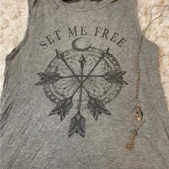 Women’s casual Boho Grey Tank Top - Picture 2 of 2